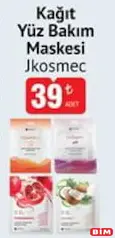 JKOSMEC KAĞIT YÜZ BAKIM MASKESİ fiyat ve kampanya bilgisi